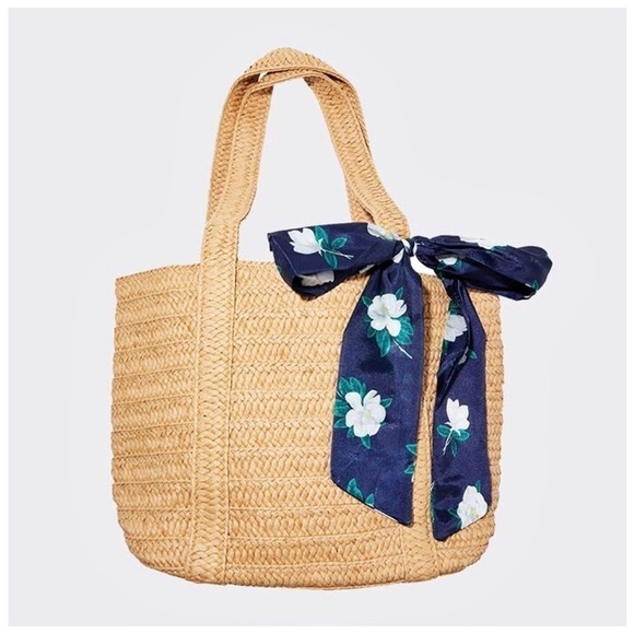 Draper James Straw Bag With Floral Scarf - Picture 2 of 11
